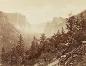 Valle de Yosemite (madrugada desde la roca ligera) de Eadweard Muybridge